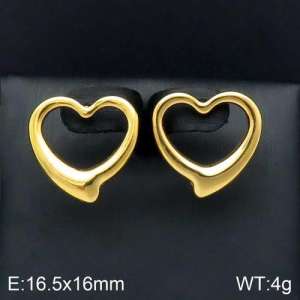 Sweet and lovely heart-shaped hollow stainless steel Gold-Plating Earring - KE92550-Z