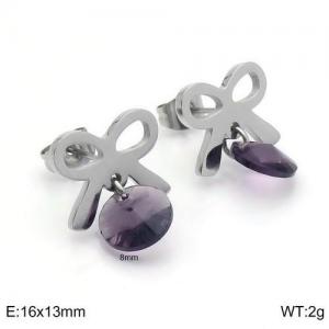 Stainless Steel Stone&Crystal Earring - KE94446-Z