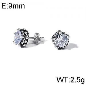 Stainless Steel Stone&Crystal Earring - KE95101-WGSF