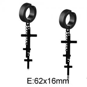 Stainless Steel Black-plating Earring - KE95493-WGLN