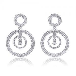 Stainless Steel Stone&Crystal Earring - KE95531-WGLN