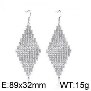 Stainless Steel Stone&Crystal Earring - KE95535-WGLN