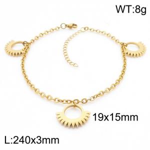 Fashion stainless steel 240 × 3mm O-chain suspended hollow geometric pendant charm gold Anklet - KJ3607-ZC