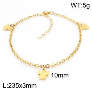 Fashion stainless steel 235 × 3mm O-Chain Hanging Angel Pendant Charm Gold Anklet - KJ3609-ZC