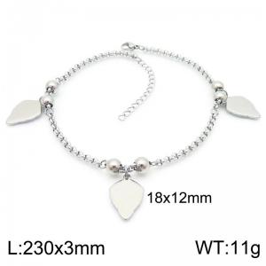 3mm Link Chain Stainless Steel Bracelet With Leaves Steel Color - KJ3709-ZC