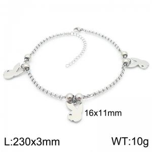 3mm Link Chain Stainless Steel Bracelet With Rabbits Pendant Steel Color - KJ3710-ZC