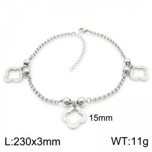 3mm Link Chain Stainless Steel Bracelet With Flower Pendant Steel Color - KJ3711-ZC