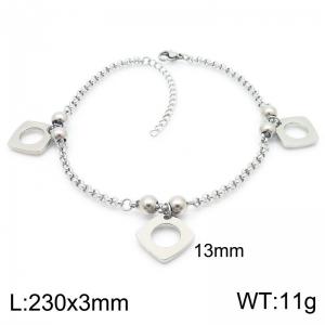 3mm Link Chain Stainless Steel Bracelet With Geometric Pendant Steel Color - KJ3712-ZC