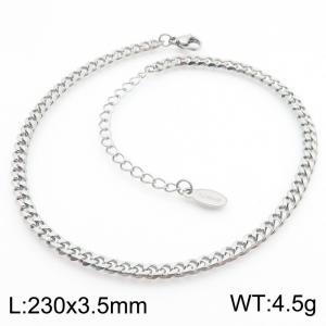 Personalized Trendy Titanium Steel 3.5mm Braided Cuban Chain Steel Color Foot Chain - KJ3762-Z