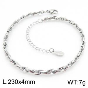 Trendy Twisted Steel 4mm Stainless Steel Foot Chain - KJ3766-Z