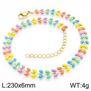 Fashionable Ins style stainless steel colorful fish tail splicing ankle chain - KJ3890-Z