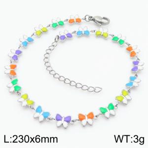 Fashionable Ins style stainless steel colorful butterfly spliced ankle chain - KJ3891-Z