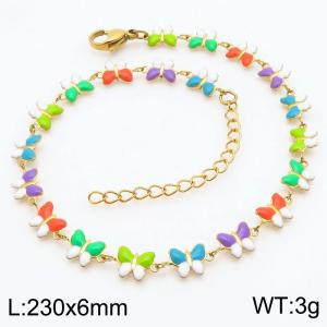 Fashionable Ins style stainless steel colorful butterfly spliced ankle chain - KJ3892-Z