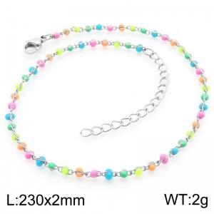 Fashionable Ins style stainless steel colored rice bead chain foot chain - KJ3895-Z