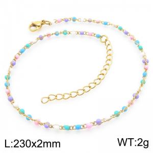 Fashionable Ins style stainless steel colored rice bead chain foot chain - KJ3896-Z