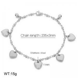 Stainless steel bell heart-shaped ankle chain - KJ3991-Z