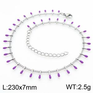 Purple Water Drop Pendant Ladies Stainless Steel Bracelet - KJ4070-Z