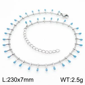 Blue Water Drop Pendant Ladies Stainless Steel Bracelet - KJ4071-Z