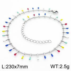 Colourful Water Drops Pendant Ladies Stainless Steel Bracelet - KJ4073-Z