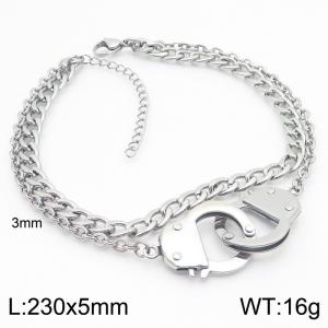 230x5mm Vintage Cuban Bracelet O-Chain Double Handcuffs Stainless Steel Men's and Women's Jewelry - KJ4126-Z