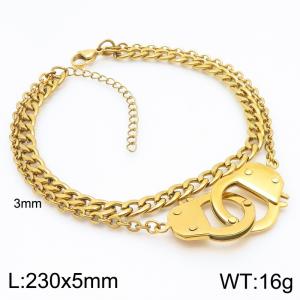 230x5mm Vintage Cuban Bracelet O-Chain Double Handcuffs Stainless Steel Men's and Women's Jewelry - KJ4127-Z