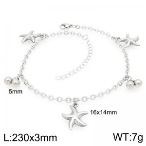 Stainless Steel Geometric Bracelet With Starfish Pendant Silver Color - KJ4453-Z
