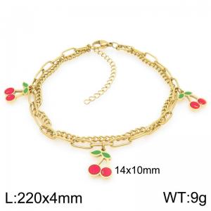 Stainless Steel Red Cherry Anklet For Girl Jewelry Gift - KJ4496-ZG
