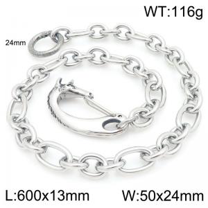 Stainless steel cast unicorn buckle paired with 3:1 O-chain pants chain - KK115-Z