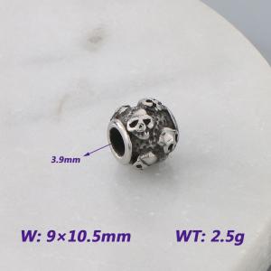 9X10.5MM  Stainless Steel Round bead shape Accessories SKULL Pattern Texture Luck Jewelry - KLJ9078-KJX