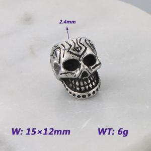 15X12MM Stainless Steel Round bead shape Accessories SKULL Pattern Texture Luck Jewelry - KLJ9090-KJX