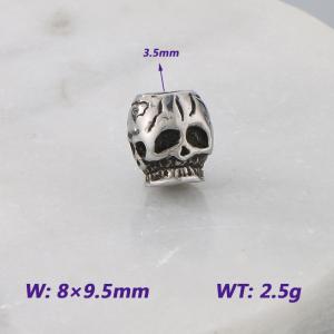 8X9.5MM Stainless Steel Round bead shape Accessories SKULL Pattern Texture Luck Jewelry - KLJ9094-KJX