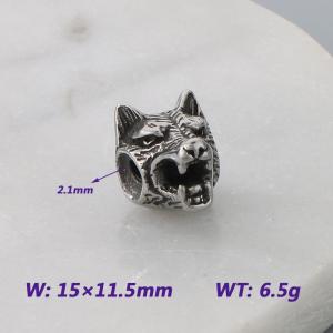 15X11.5MM Stainless Steel Round bead shape Accessories Wolf's Head Pattern Texture Luck Jewelry - KLJ9097-KJX