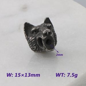 15X13MM Stainless Steel Round bead shape Accessories Wolf's Head Pattern Texture Luck Jewelry - KLJ9098-KJX