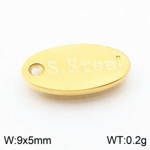 5mm Simple Oval Stainless Steel Gold Tail Tag - KLJ9147-Z