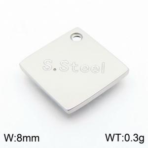 8mm Simple Quadrilateral Stainless Steel Silver Tail Tag - KLJ9159-Z