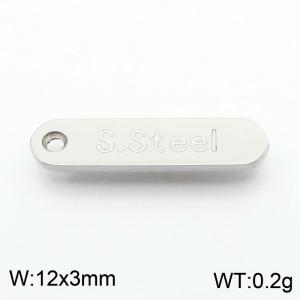 3mm Simple Rectangular Stainless Steel Silver Tail Tag - KLJ9165-Z