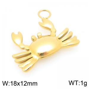 18X12mm Gold-Plated Stainless Steel Crab Charm - KLJ9704-Z