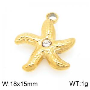 18X15mm Gold-Plated Stainless Steel&Rhinestone Star Fish Charm - KLJ9708-Z