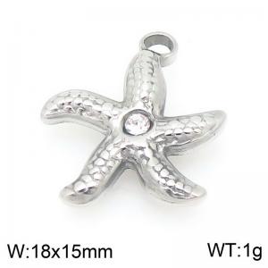 18X15mm Stainless Steel&Rhinestone Star Fish Charm - KLJ9709-Z