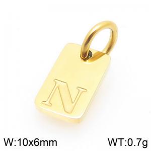 Stainless Steel Accessories Charms Gold Color Letter N - KLJ9872-Z