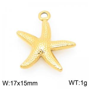 17X15mm Gold-Plated Stainless Steel Star Fish Charm - KLJ9931-Z