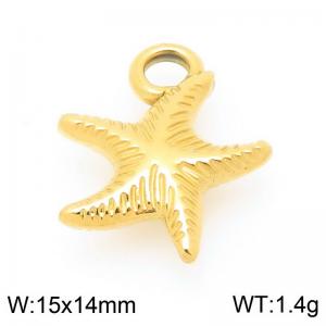 15X14mm Gold-Plated Stainless Steel Star Fish Charm - KLJ9935-Z