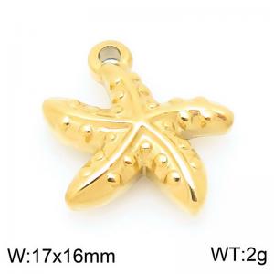 17X15mm Gold-Plated Stainless Steel Star Fish Charm - KLJ9939-Z