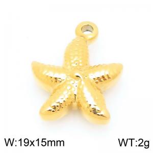 19X15mm Gold-Plated Stainless Steel Star Fish Charm - KLJ9943-Z