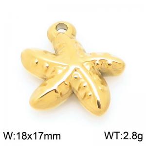 18X17mm Gold-Plated Stainless Steel Star Fish Charm - KLJ9950-Z