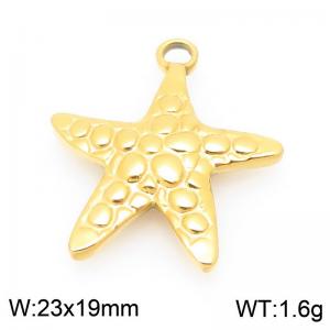 23X19mm Gold-Plated Stainless Steel Star Fish Charm - KLJ9954-Z