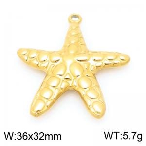 36X32mm Gold-Plated Stainless Steel Star Fish Charm - KLJ9956-Z