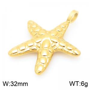32mm Gold-Plated Stainless Steel Star Fish Charm - KLJ9957-Z