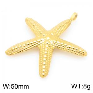 50mm Gold-Plated Stainless Steel Star Fish Charm - KLJ9959-Z