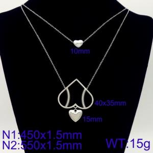Japanese and Korean Stainless Steel Hollow Heart Wheat Necklace Non Fading Jewelry - KN107862-Z